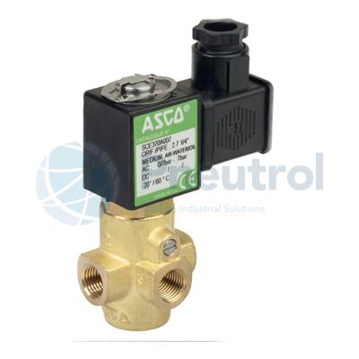 ASCO SCE370A022.24/50 - G1/4, Normally Open, 2.7mm Orifice, Brass Body,  Series 370 Direct Operated Core Disc Solenoid Valve